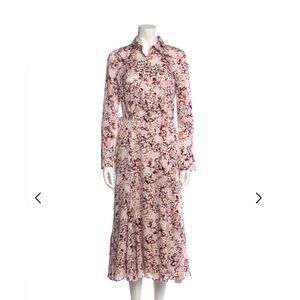 Equipment Pink and Cream Floral Long Sleeve Dress